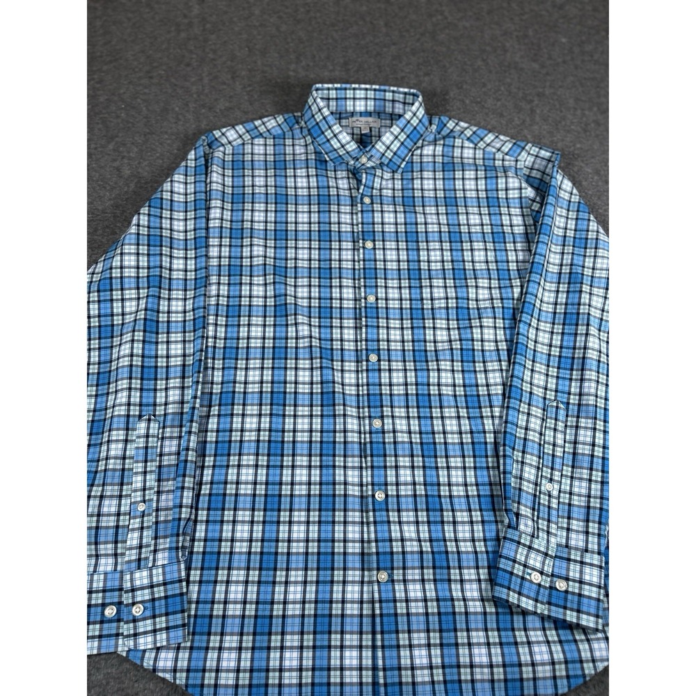 Peter Millar Men's‎ XL Blue  Plaid Summer Comfort Shirt Lightweight - Picture 4 of 7